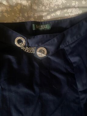 Lauren Ralph Lauren Navy Capris with Silver Chain Accent